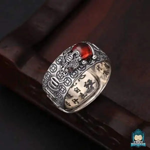 Bague de protection tibétaine en argent La Maison de Bouddha