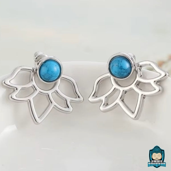 Boucles-d-oreilles-Fleur-de-Lotus-argentée-et-turquoise-La-Maison-de-Bouddha