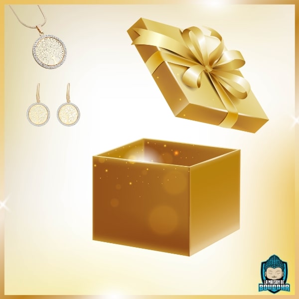 Boucles-d-oreilles-+-Collier-Arbre-de-Vie-couleur-or Parure-bouddhiste-lumineuse-pour-bien-être-et-élévation-spirituelle-La-Maison-de-Bouddha