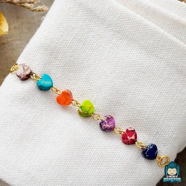 Bracelet-Coeur-7-Chakras-Coeur-Spirituel-pierres-multicolore-chaine-doree-maille-jaseron-ajustable-La-Maison-de-Bouddha