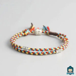 Bracelet Tibetain Tressé Bouddha Coloré