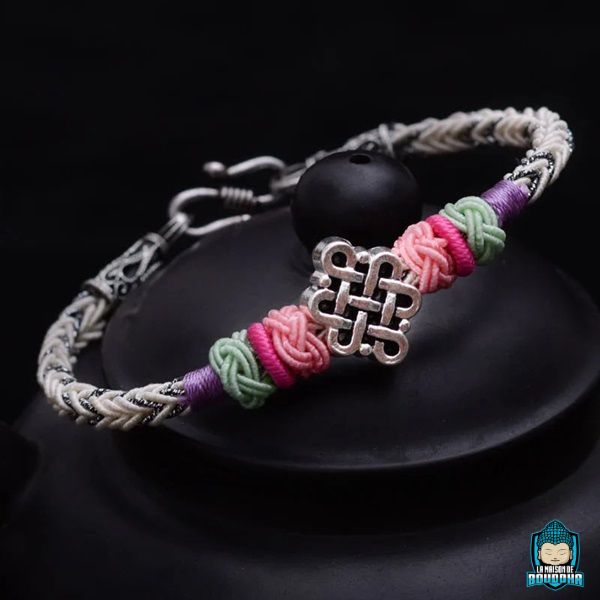 Bracelet tibetain tresse nœud éternel