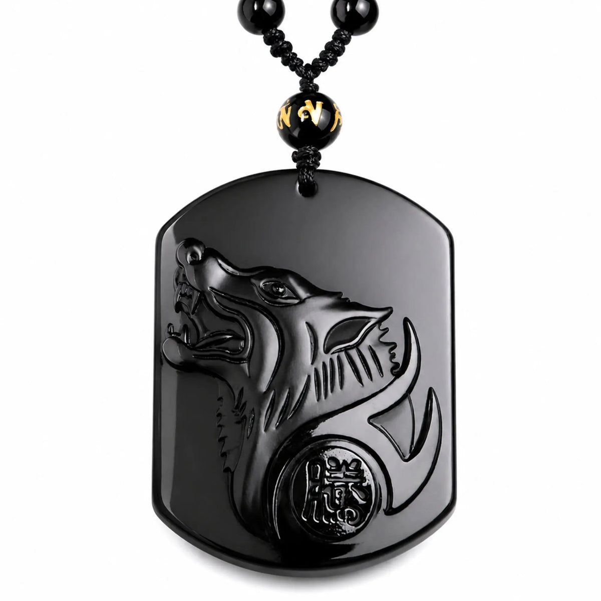 Collier Loup en Obsidienne Noire Naturelle Réglable Colliers La Maison de Bouddha