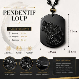 Collier Loup en Obsidienne Noire Naturelle Réglable Colliers La Maison de Bouddha