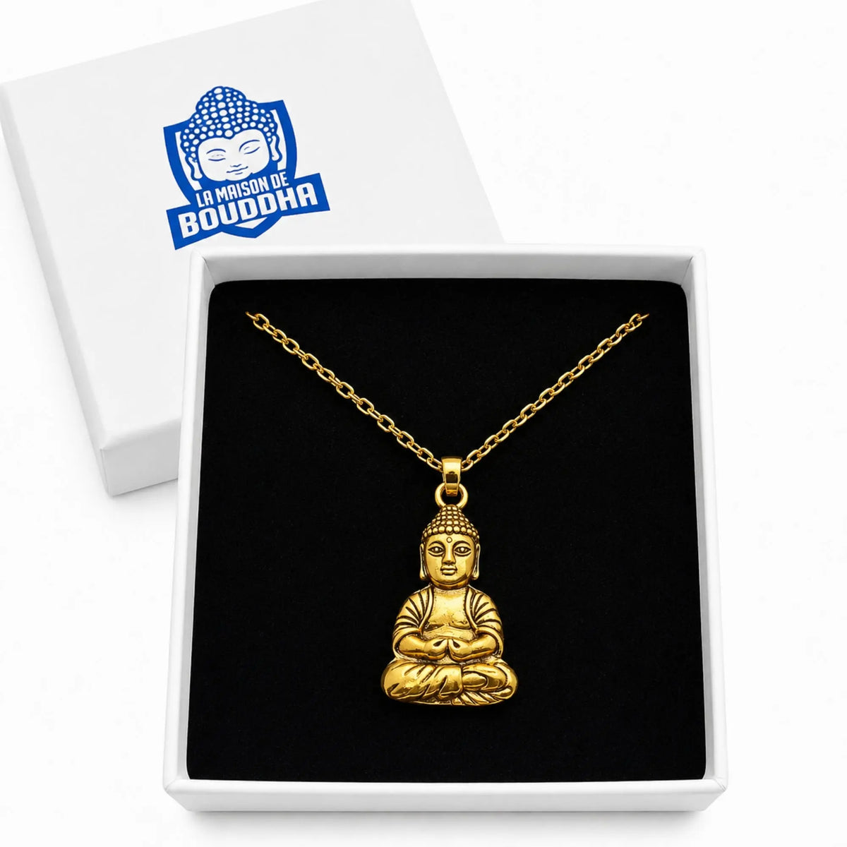 Collier de Bouddha Porte Bonheur Doré  La Maison de Bouddha