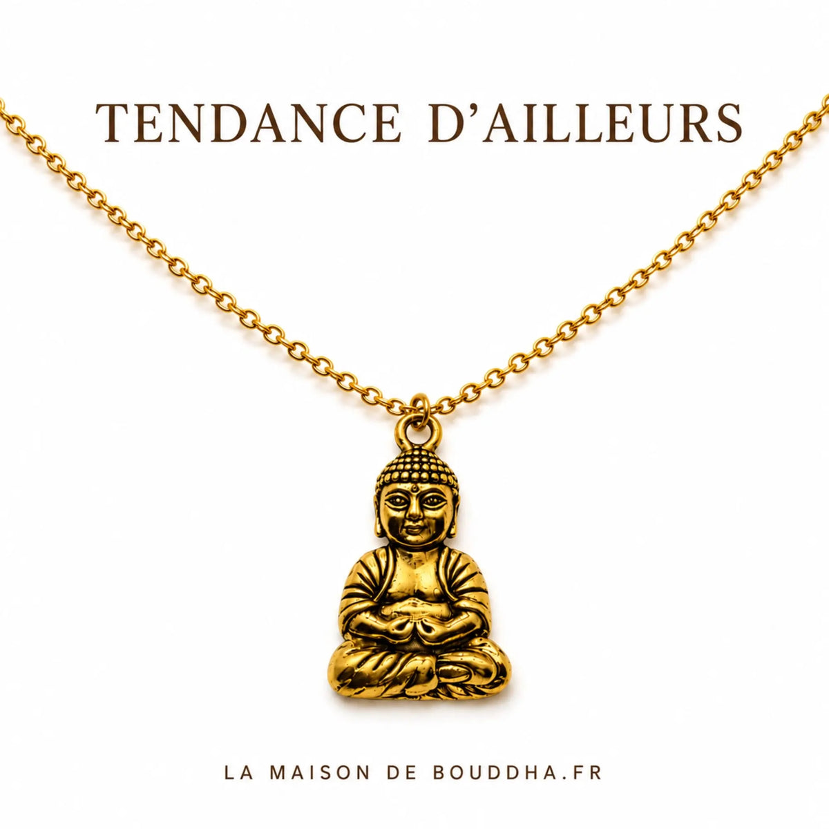 Collier de Bouddha Porte Bonheur Doré  La Maison de Bouddha