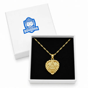 Collier en Forme de Coeur Bouddha Doré  La Maison de Bouddha