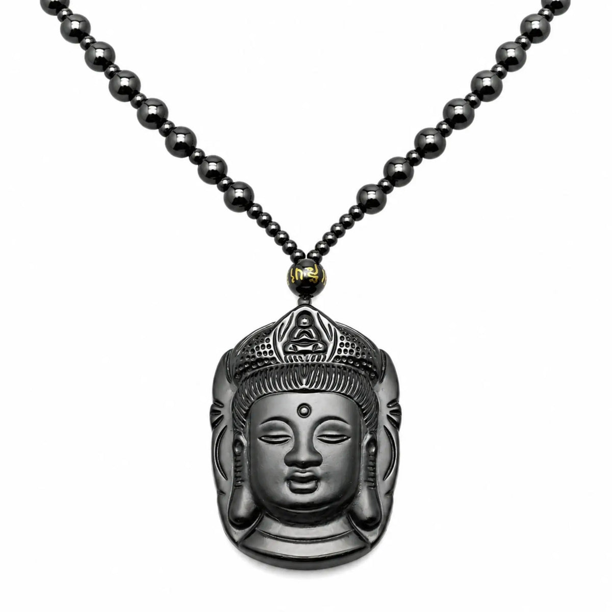 Collier et Pendentif Bouddha Vitalité en Obsidienne Noire Colliers La Maison de Bouddha