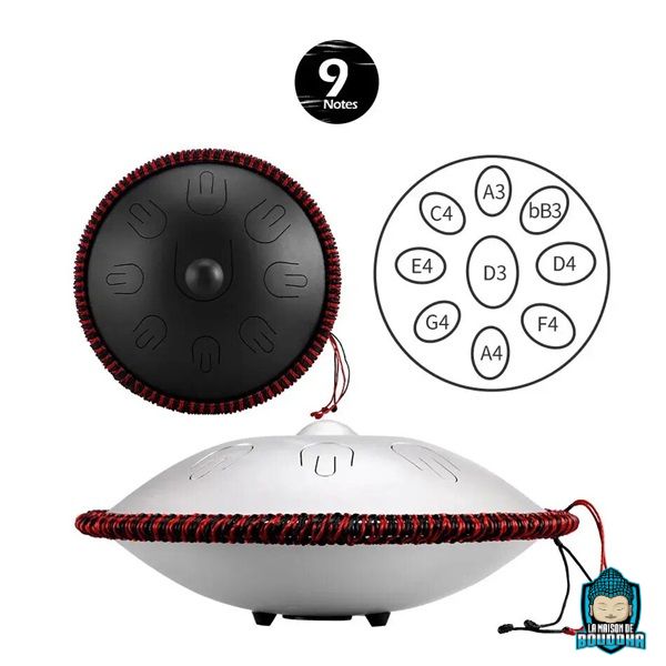 Handpan-9-notes-(d-minor)-version-noir-ou-argent-La-Maison-de-Bouddha
