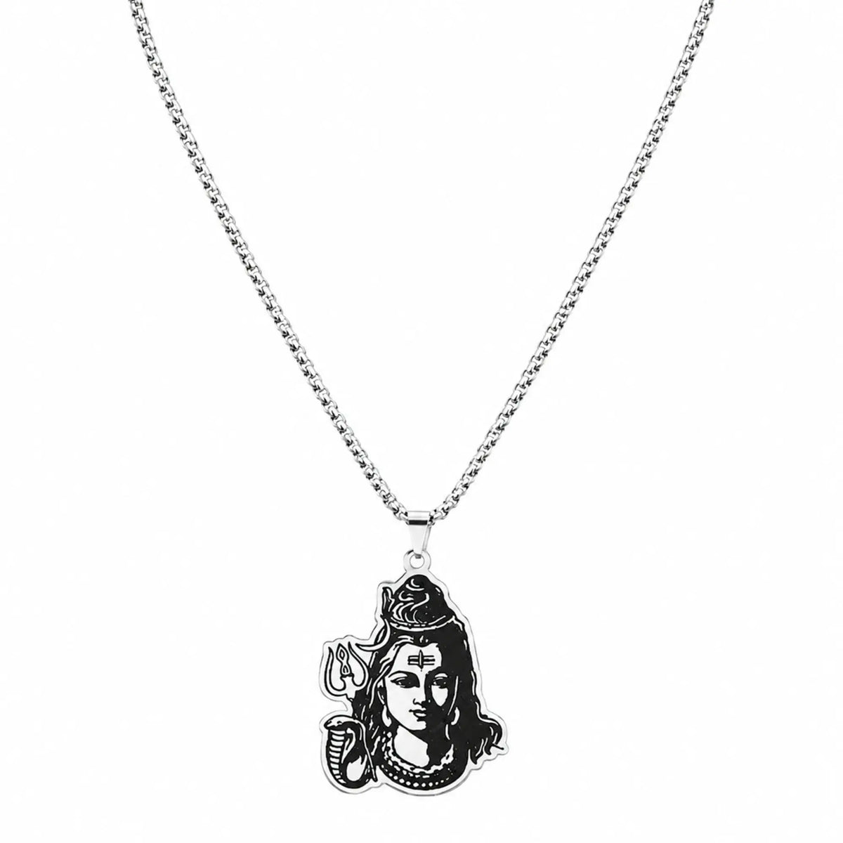 Le Collier de Shiva Parvati argenté avec serpent et trident  La Maison de Bouddha