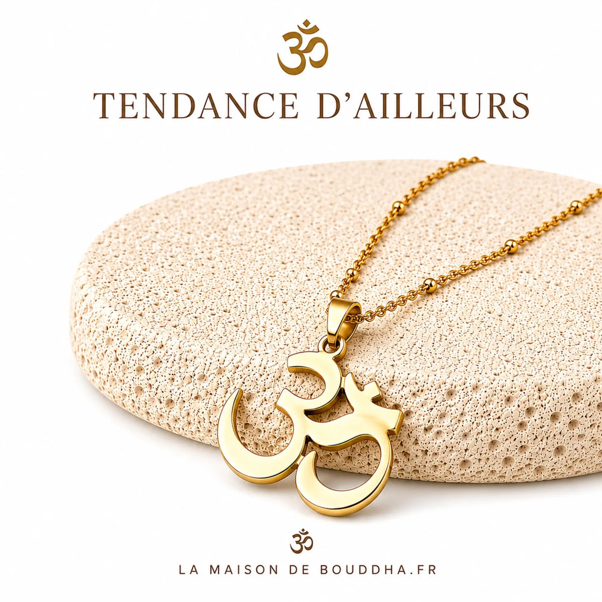 Pendentif Aum Doré Colliers La Maison de Bouddha
