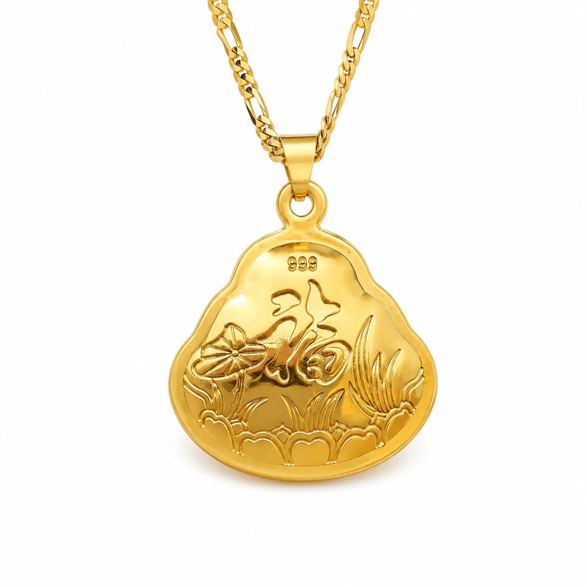Pendentif Bouddha Rieur Doré Colliers La Maison de Bouddha