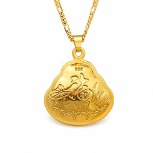 Pendentif Bouddha Rieur Doré Colliers La Maison de Bouddha