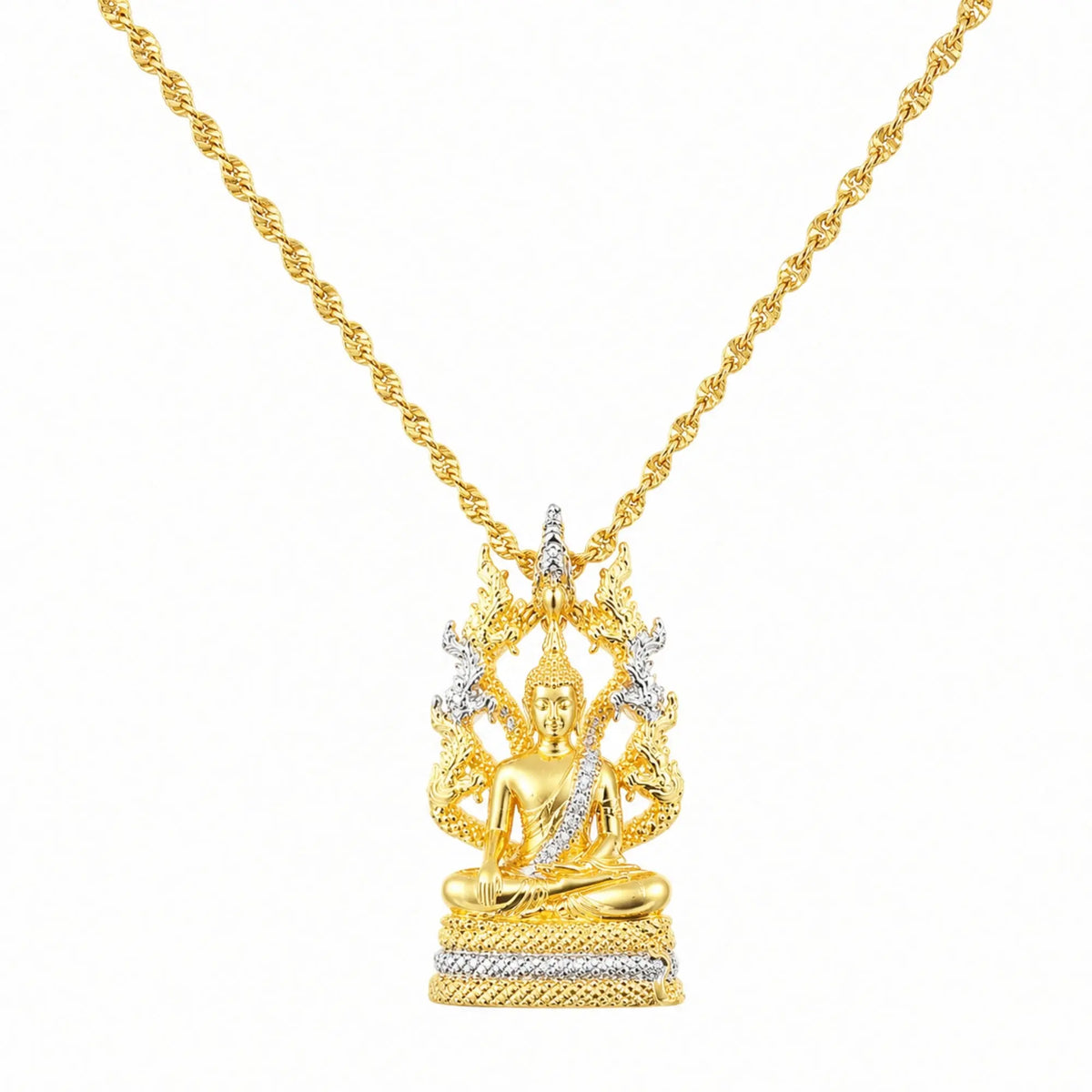 Pendentif Bouddha Thaïlandais Doré Colliers La Maison de Bouddha