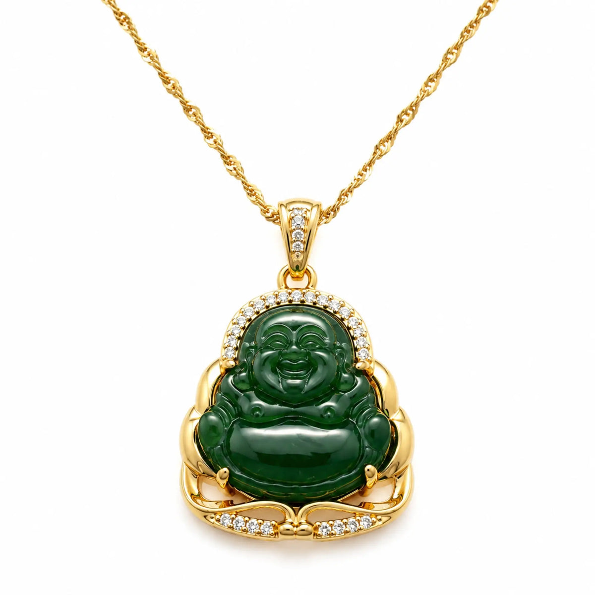 Pendentif Bouddha en Jade et Or  La Maison de Bouddha