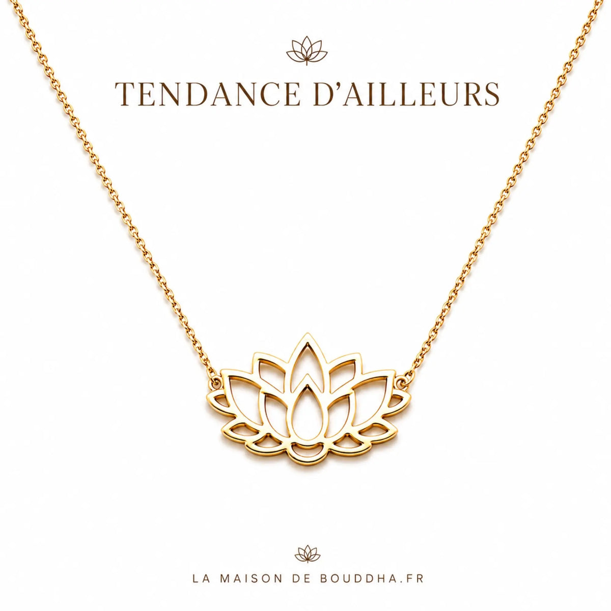 Pendentif avec Fleur de Lotus Doré Colliers La Maison de Bouddha