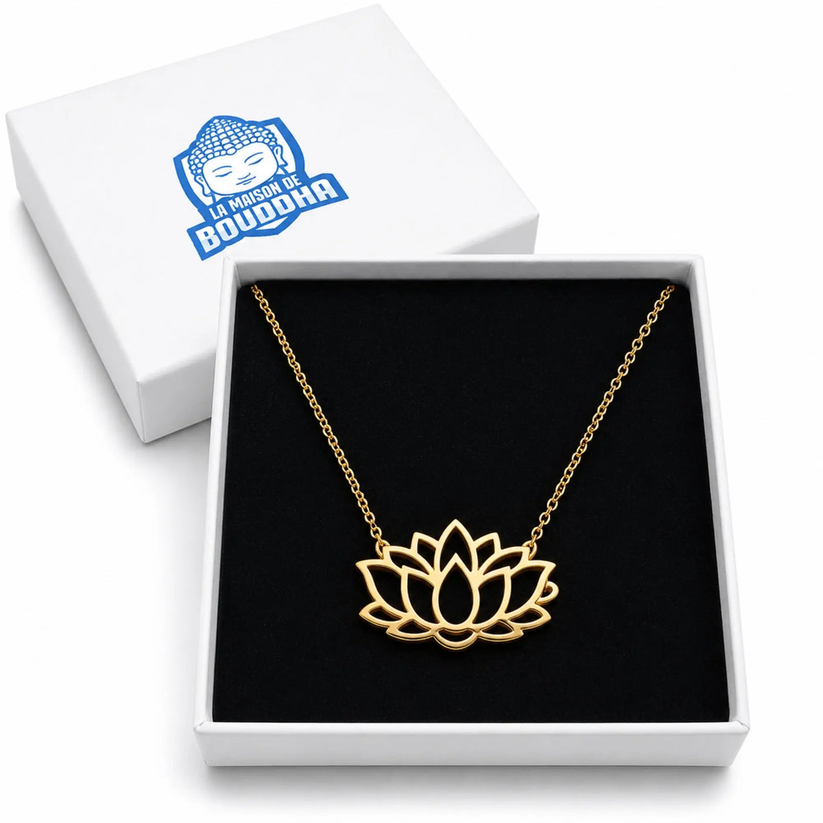 Pendentif avec Fleur de Lotus Doré Colliers La Maison de Bouddha