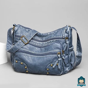 Sac-Cuir-Bandoulière-pour-Femme-Bleu-Jean-en-cuir-PU-souple-bandoulière-réglable-multi-poches-La-Maison-de-Bouddha