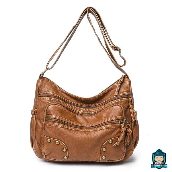 Sac Cuir Bandoulière pour Femme Marron Chamois