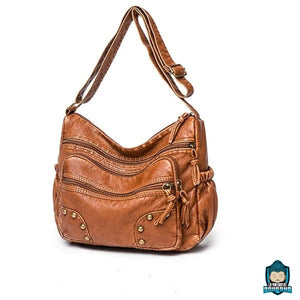 Sac Cuir Bandoulière pour Femme Marron Chamois