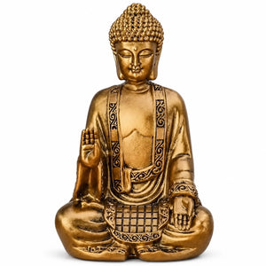Statue Bouddha Abhaya Mudra Dorée en Résine statue bouddhiste en résine La Maison de Bouddha