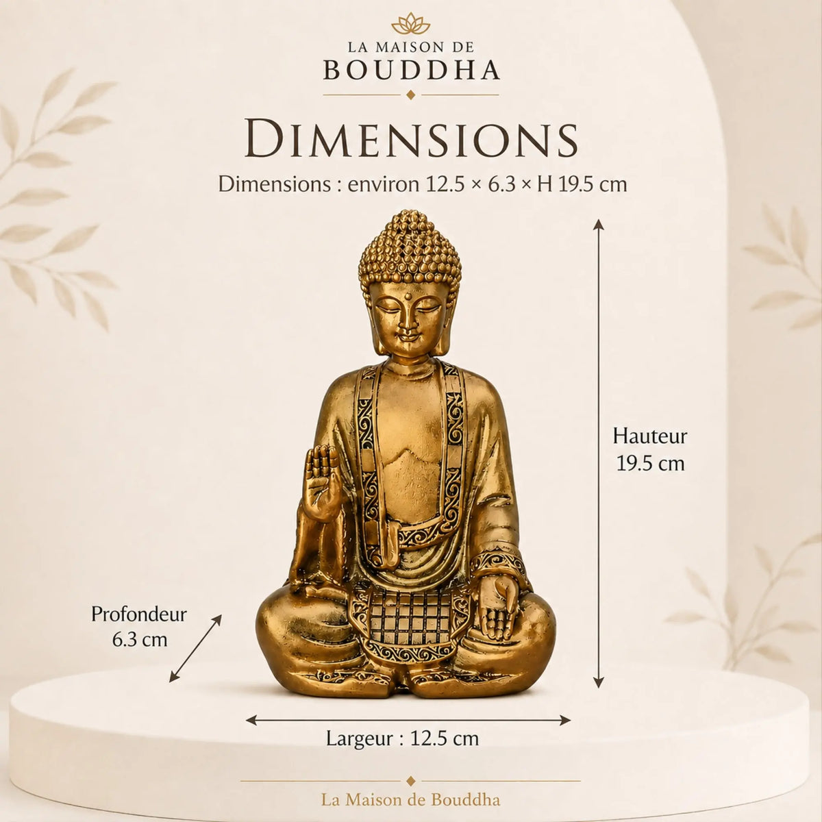 Statue Bouddha Abhaya Mudra Dorée en Résine statue bouddhiste en résine La Maison de Bouddha