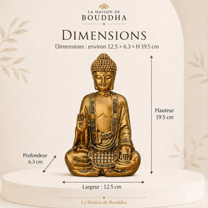 Statue Bouddha Abhaya Mudra Dorée en Résine statue bouddhiste en résine La Maison de Bouddha