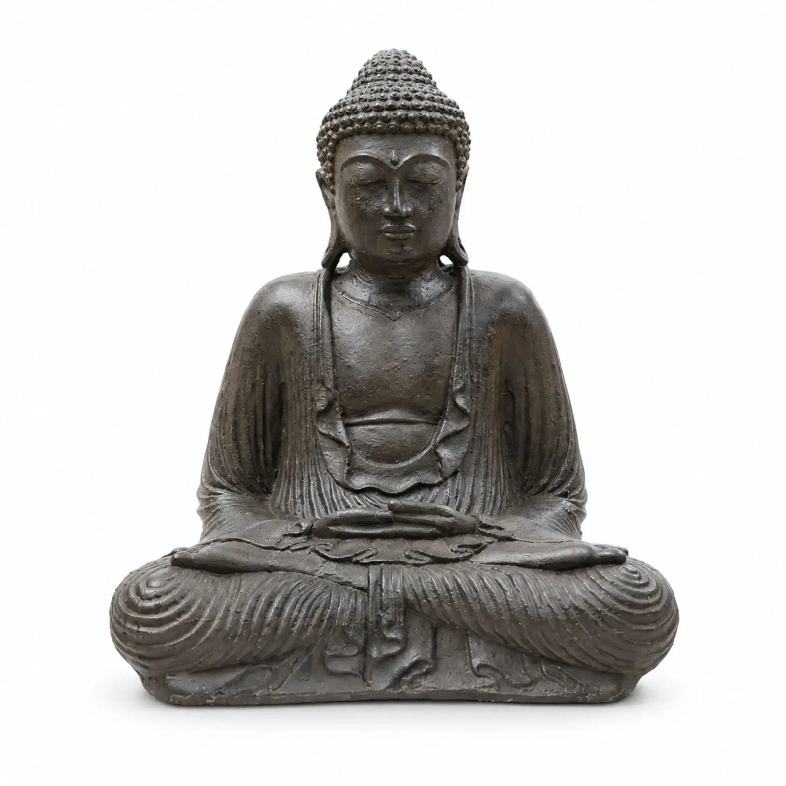 Statue Bouddha Assis Brun Antique en Béton – 42 cm  La Maison de Bouddha