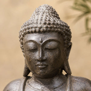 Statue Bouddha Assis Brun Antique en Béton – 42 cm  La Maison de Bouddha