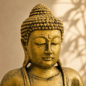 Statue Bouddha Assis Dorée en Béton – 42 cm  La Maison de Bouddha