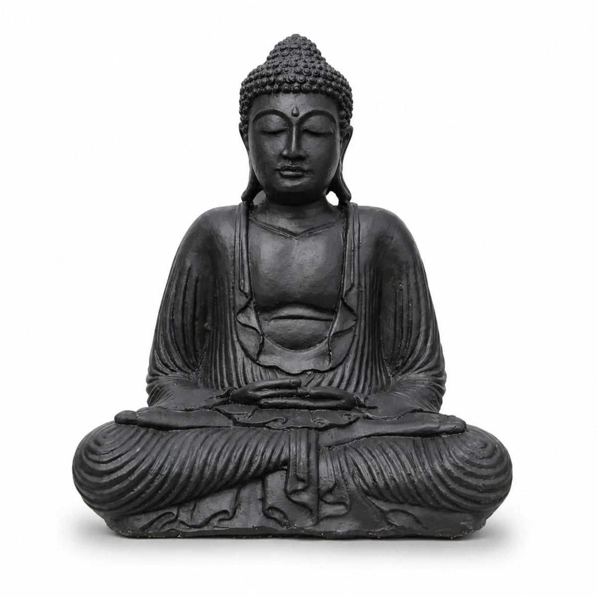 Statue Bouddha Assis Noire en Béton – 42 cm  La Maison de Bouddha