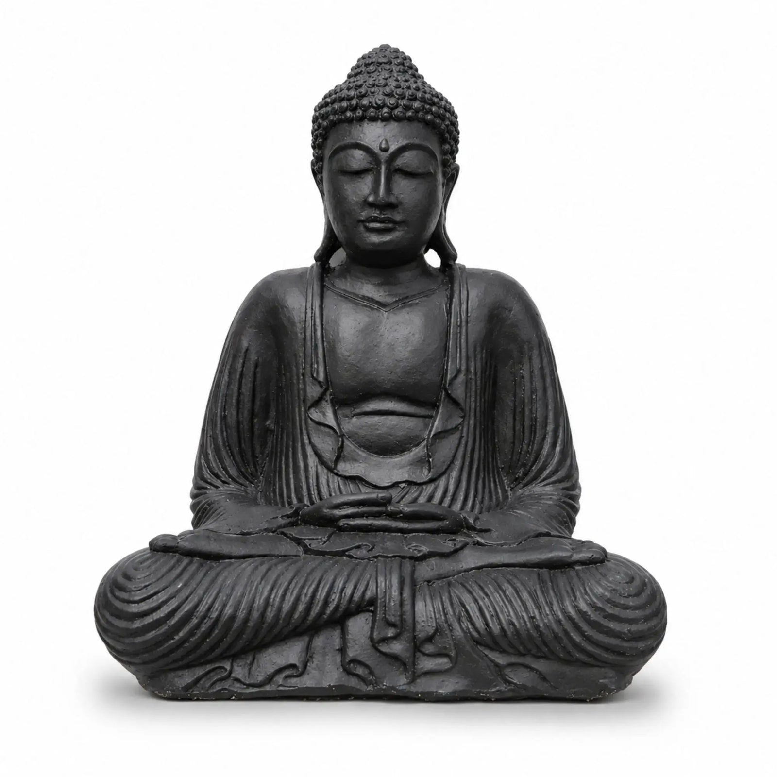 Statue Bouddha Assis Noire en Béton – 42 cm  La Maison de Bouddha