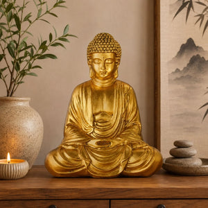 Statue Bouddha Méditation Dorée en Résine – 20 cm statue bouddhiste en résine La Maison de Bouddha