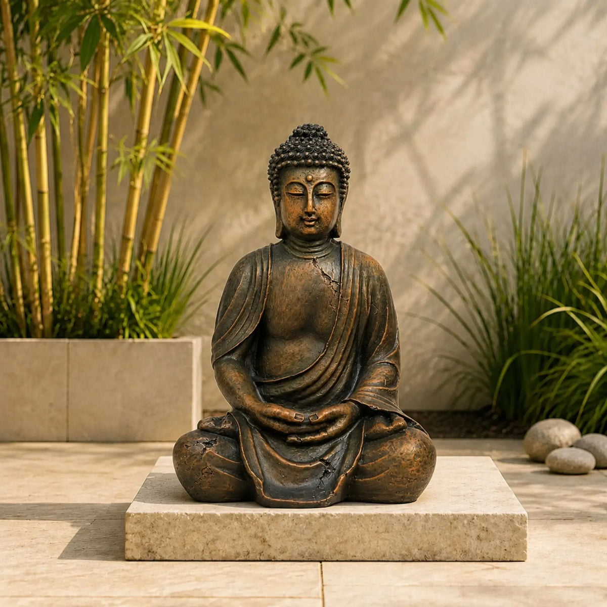 Statue Bouddha de Jardin en Résine – 38 cm  La Maison de Bouddha