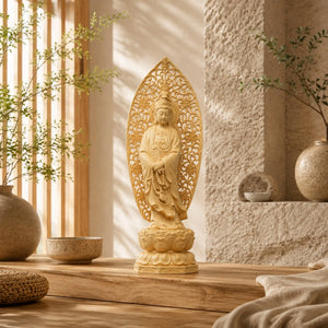 Statue Guanyin en Buis 27 cm Sculptures et statues La Maison de Bouddha