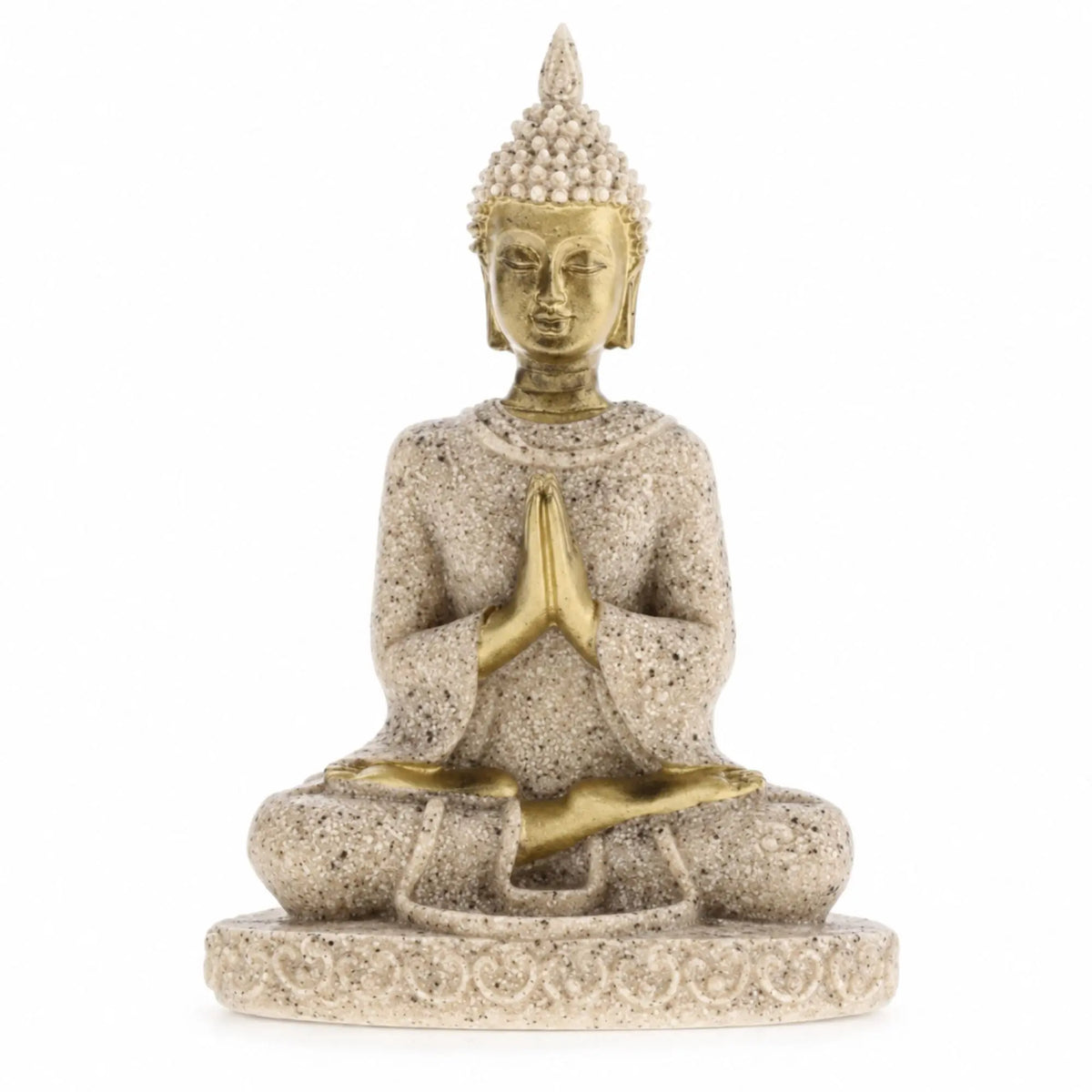 Statuette Bouddha Assis Anjali en Résine Effet Pierre – 8 cm  La Maison de Bouddha