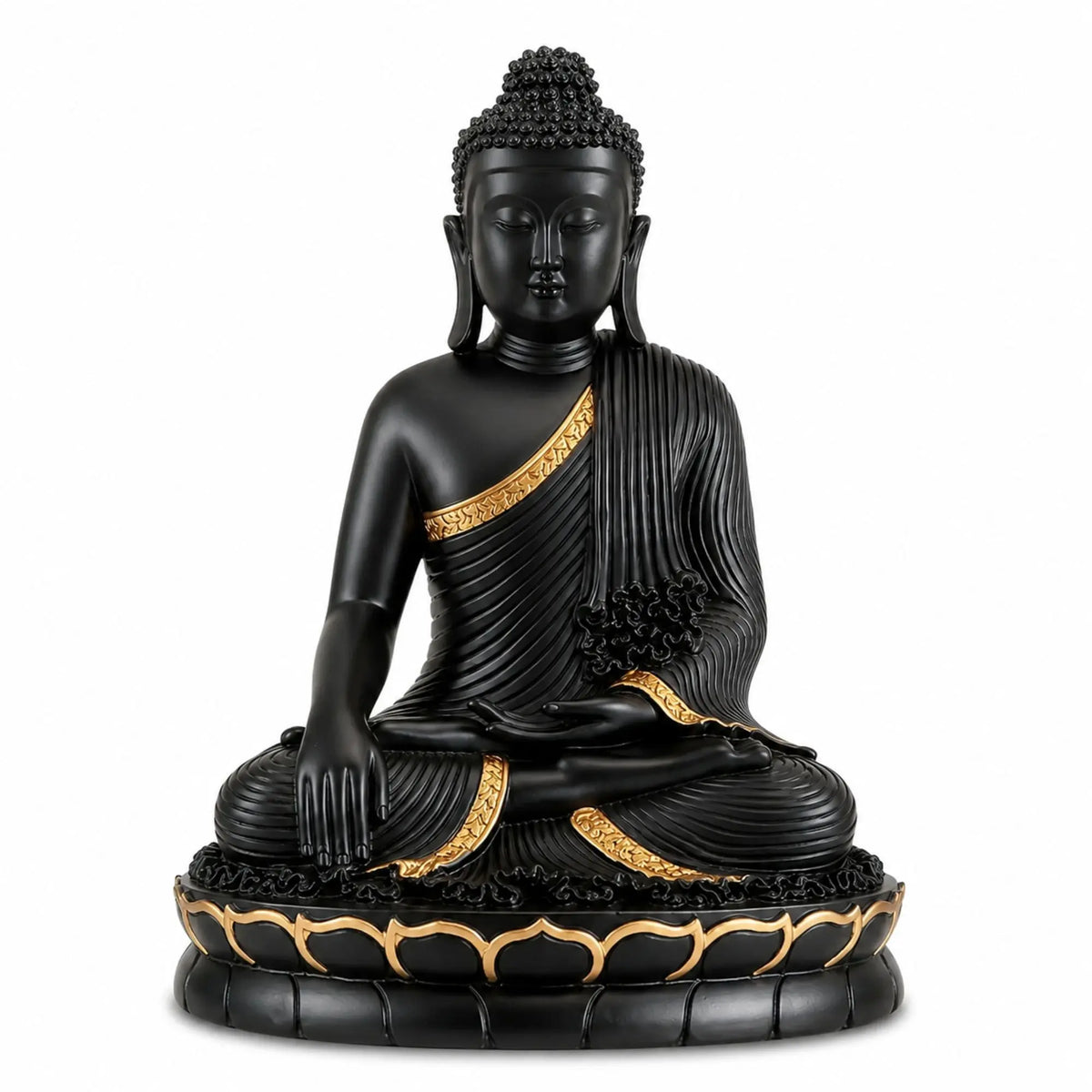 Statuette Bouddha Assis Noir et Or en Résine – 20 cm 200044142 La Maison de Bouddha