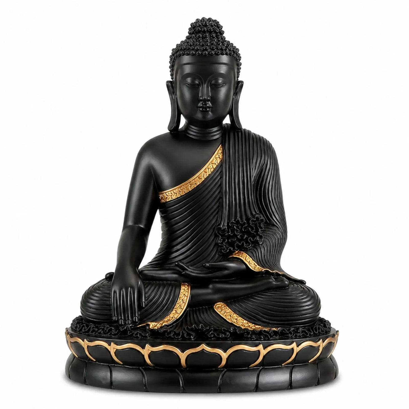 Statuette Bouddha Assis Noir et Or en Résine – 20 cm 200044142 La Maison de Bouddha