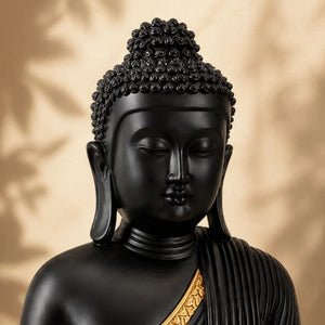 Statuette Bouddha Assis Noir et Or en Résine – 20 cm 200044142 La Maison de Bouddha