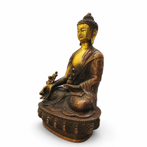 Statuette Bouddha Assis en Cuivre et Laiton – 21 cm  La Maison de Bouddha