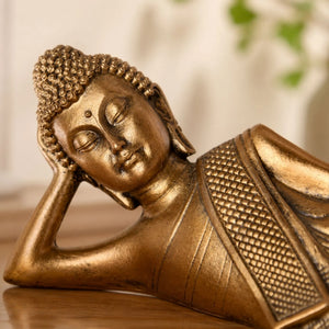 Statuette Bouddha Couché Doré en Résine – 22 cm  La Maison de Bouddha