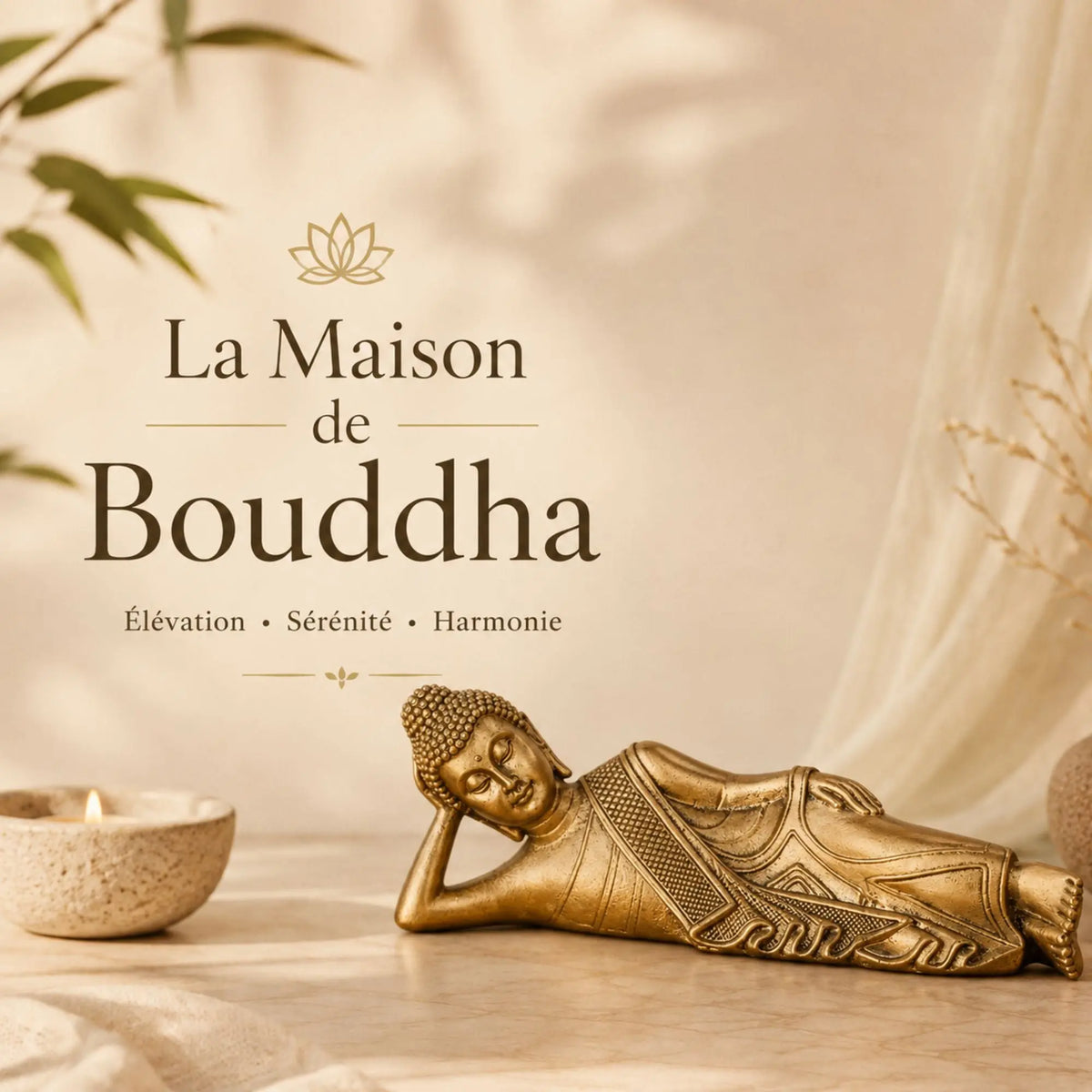 Statuette Bouddha Couché Doré en Résine – 22 cm statue bouddhiste en résine La Maison de Bouddha