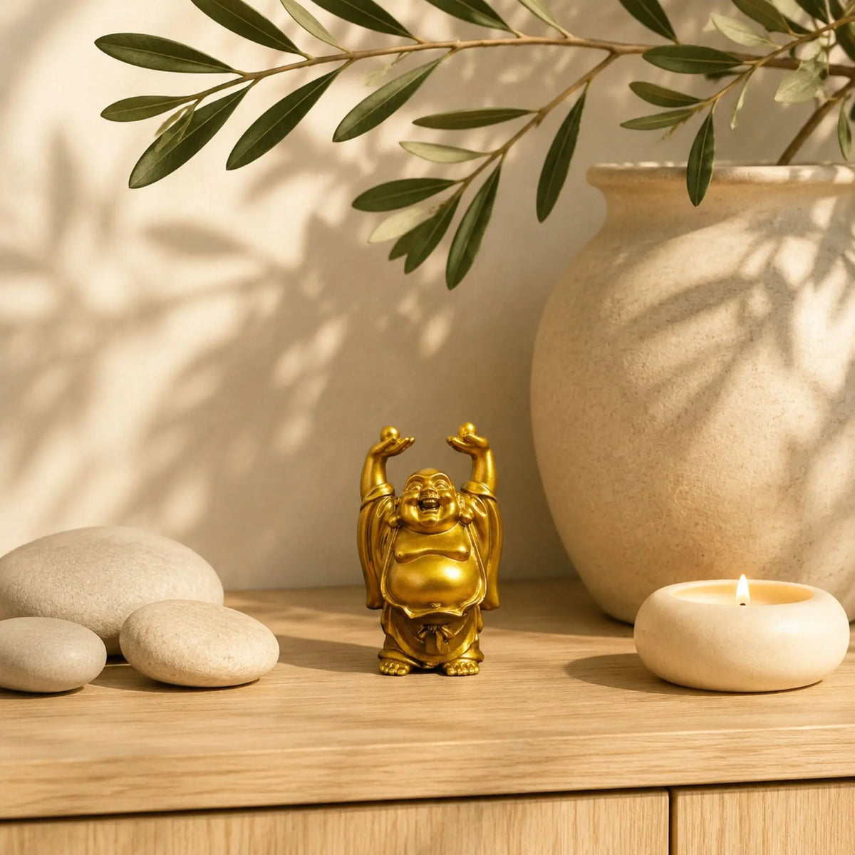 Statuette Bouddha Rieur Budai Dorée en Résine – 6,5 cm  La Maison de Bouddha