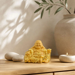 Statuette Bouddha Rieur Budai Dorée en Résine – 8 cm  La Maison de Bouddha