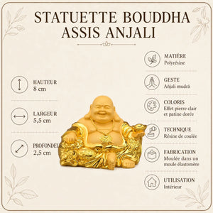 Statuette Bouddha Rieur Budai Dorée en Résine – 8 cm  La Maison de Bouddha
