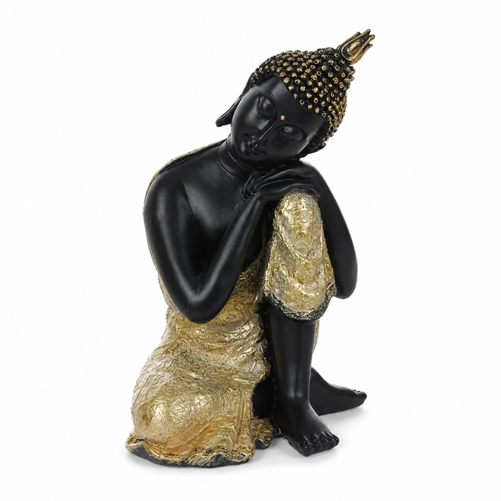 Statuette Bouddha Thaïlandais Penseur Noir et Or – 20 cm  La Maison de Bouddha