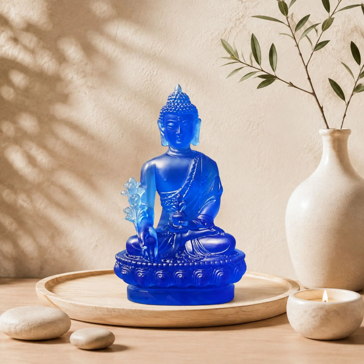 Statuette Bouddha de Médecine Bleue en Résine – 13 cm  La Maison de Bouddha