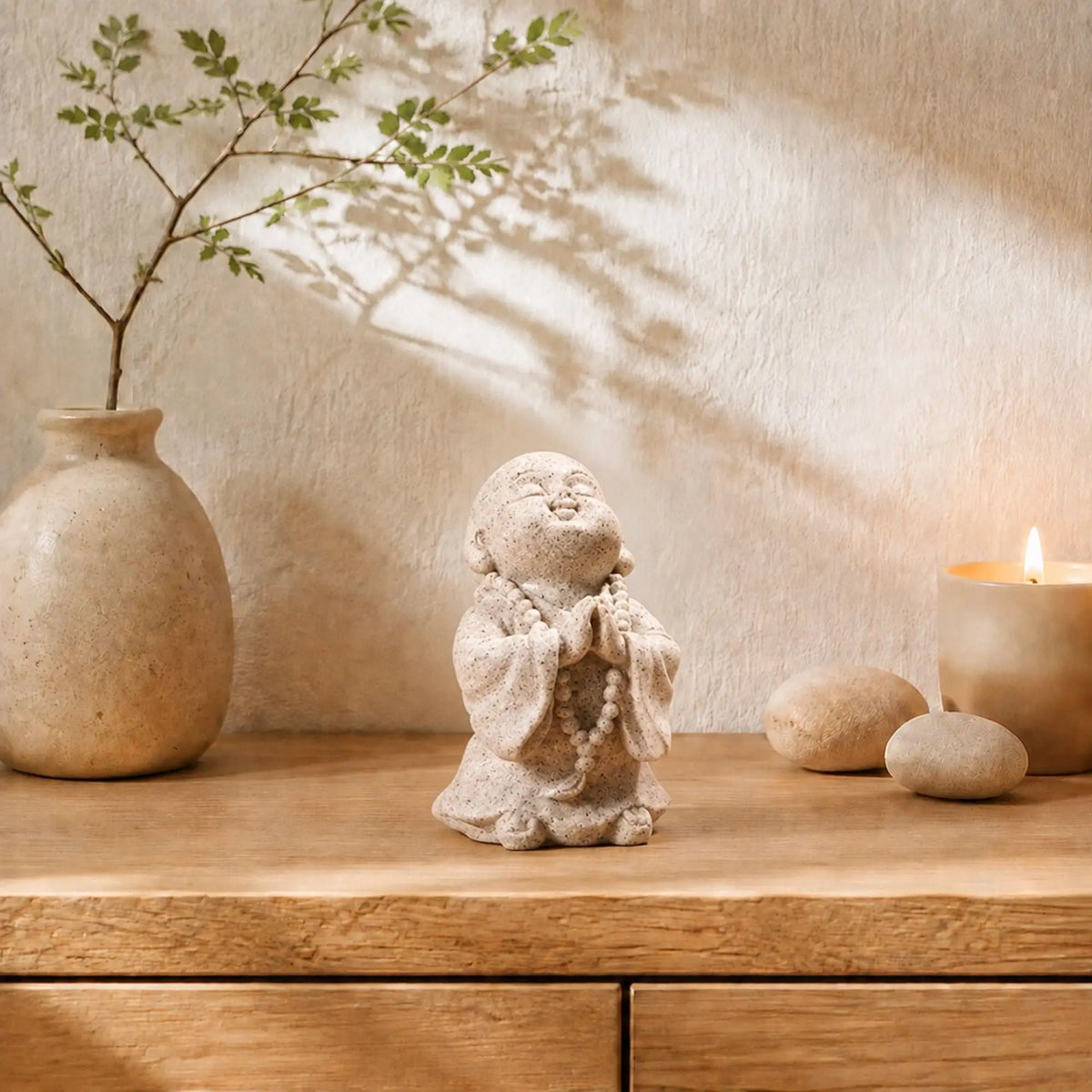 Statuette Enfant Moine Bouddhiste en Résine Effet Grès – 7 cm  La Maison de Bouddha