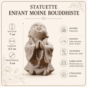 Statuette Enfant Moine Bouddhiste en Résine Effet Grès – 7 cm  La Maison de Bouddha