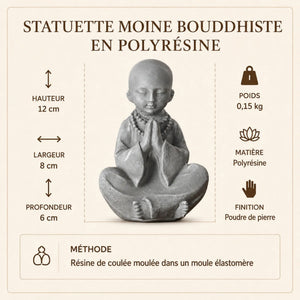 Statuette Moine Bouddhiste en Résine  La Maison de Bouddha